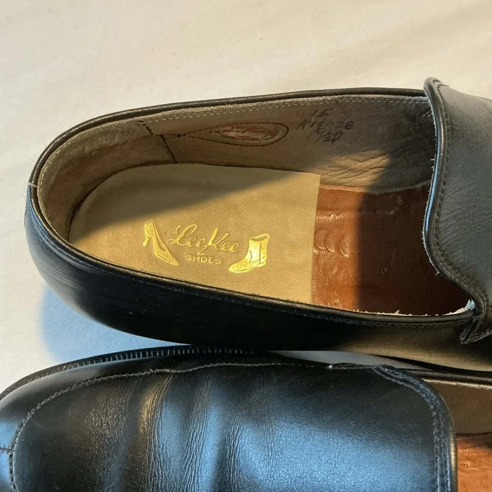 BESPOKE By Shoemaker Lee Kee Black Leather Slip On Loafers Dress Shoes 9.5 D EUC